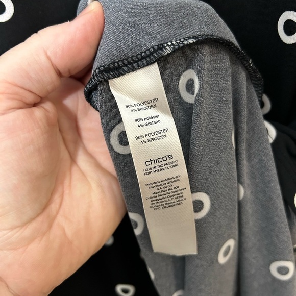 Chicos Circle Grommet Dot Print Asymmetrical High Low Tunic Shirt - Picture 11 of 14